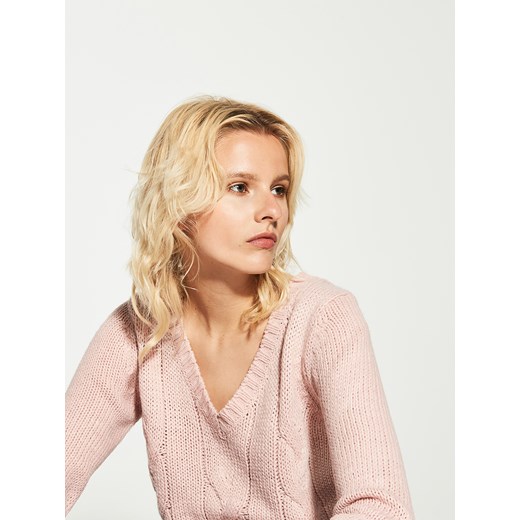 House - Sweter z warkoczowym splotem - Różowy House bezowy XS