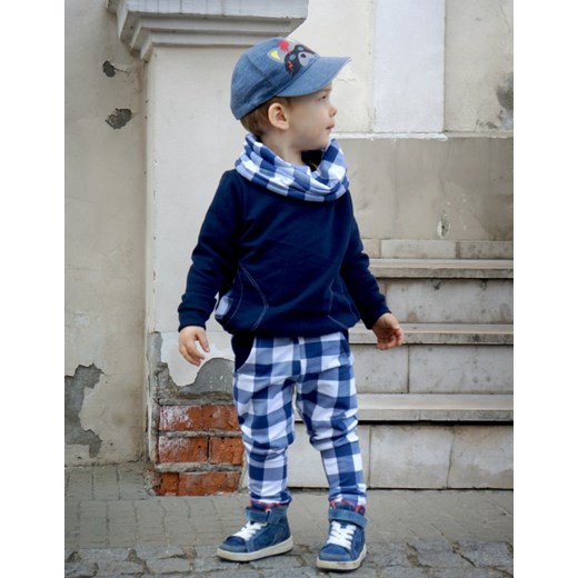 Spodnie Rurki BLUE CHECKER granatowy Bubi Boo 122 showroom.pl