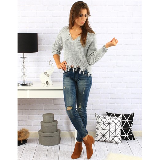 Sweter Jolie szary (my0159) Dstreet bialy