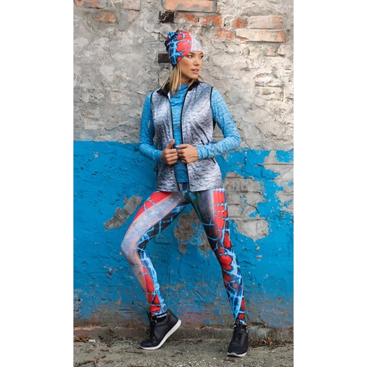 Kolorowe Legginsy Do Biegania z Pasem Red Agate - OSLP-91 niebieski Nessi Sportswear M/L