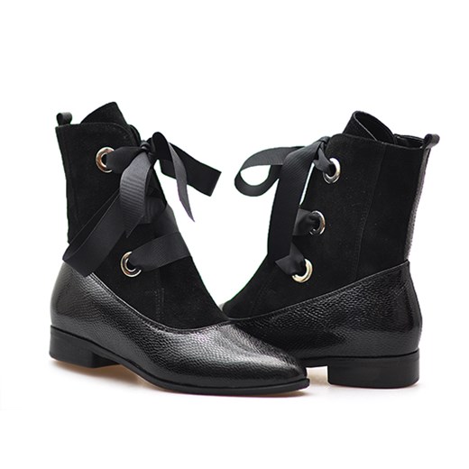 Trzewiki Ulmani Shoes 24815 Czarne lakier+ zamsz Ulmani Shoes Arturo-obuwie