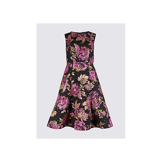 Floral Print Prom Skater Midi Dress  Marks & Spencer fioletowy  Marks&Spencer