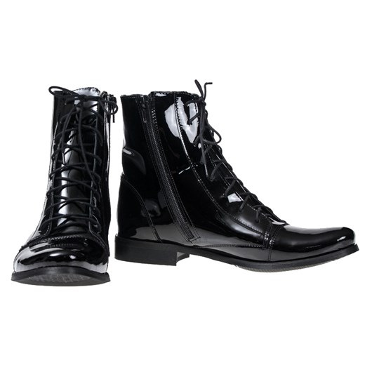 BOTKI SKÓRZANE CZARNY LAKIER 34100 czarny Lafemmeshoes 39 lafemmeshoes.pl