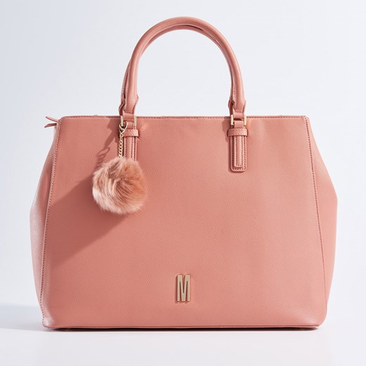 Mohito - Torba typu city bag z futrzanym pomponem - Różowy pomaranczowy Mohito One Size