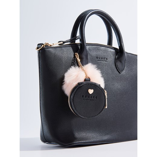 Mohito - Mała torebka typu city bag z pomponem - Czarny szary Mohito One Size