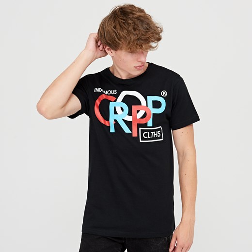 Cropp - T-shirt z nadrukiem - Czarny