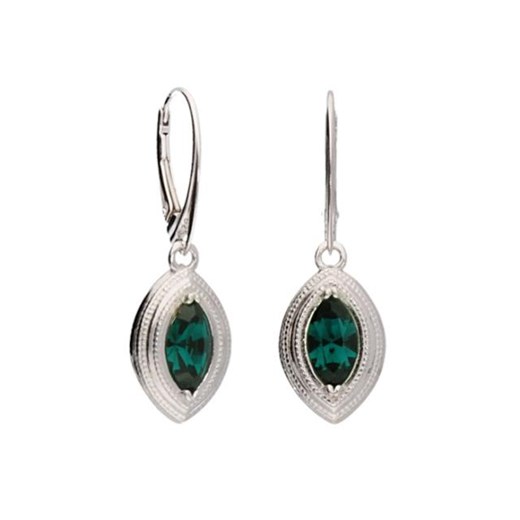 Srebrne kolczyki z kryształami Swarovskiego K 1892 Emerald zielony Polcarat Design  