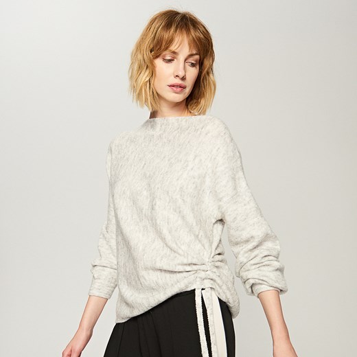 Reserved - Sweter z prostym dekoltem - Szary bezowy Reserved L 