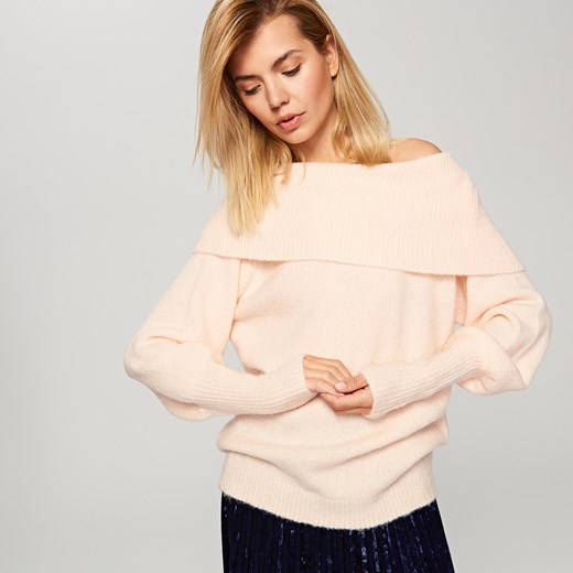 Reserved - Sweter z golfem - Różowy bezowy Reserved L 