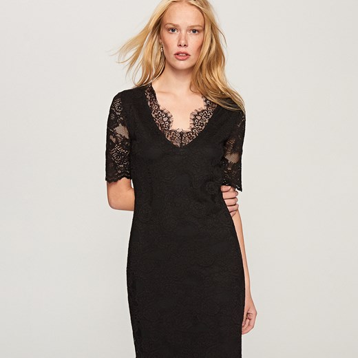 Reserved - Koronkowa sukienka - Czarny bialy Reserved XS 