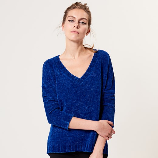 Mohito - Miękki sweter z dekoltem - Niebieski granatowy Mohito XL 