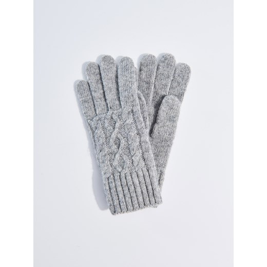 Mohito - Wełniane rękawiczki z warkoczowym splotem - Szary Mohito szary L 