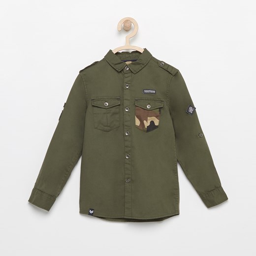 Reserved - Koszula w militarnym stylu - Zielony szary Reserved 98 