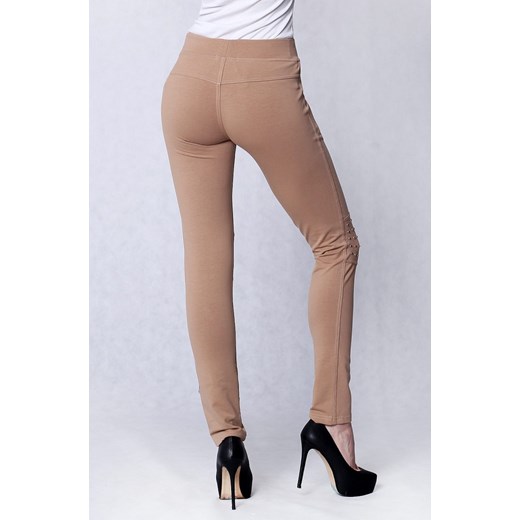 4211-3 Spodnie materiałowe, legginsy z dżetami - kremowy Giorgia rozowy L/XL WonderMe.pl