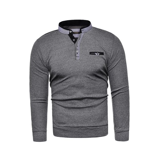 Ciepły sweter męski CMR 8018  - stalowy  Risardi S 