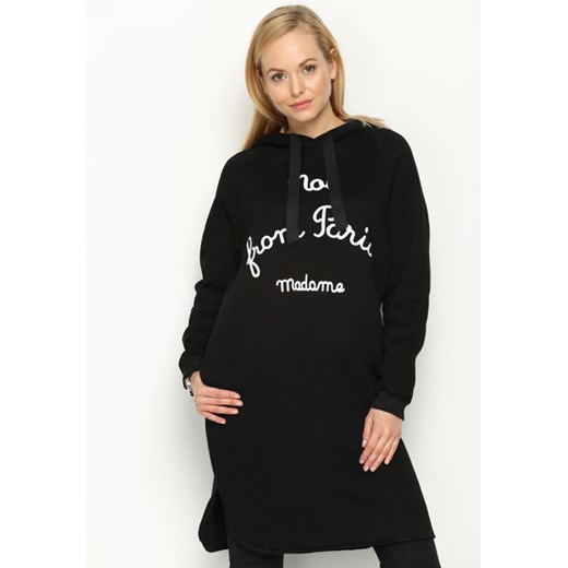 Czarna Bluza Hood   L/XL okazja Born2be Odzież 