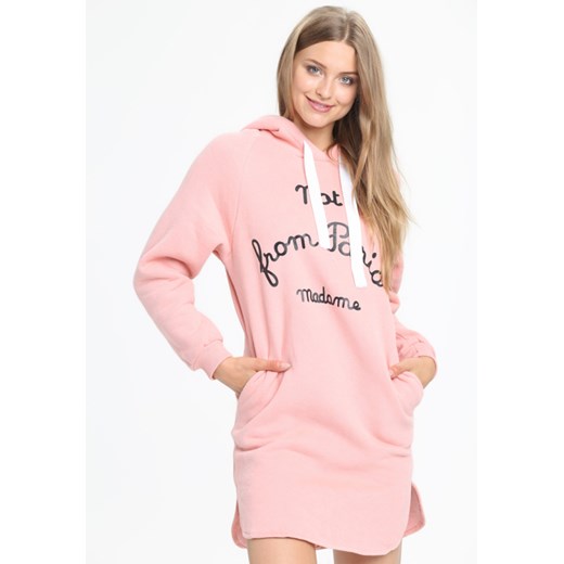 Różowa Bluza Hood   L/XL okazyjna cena Born2be Odzież 