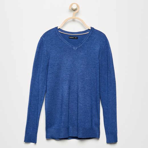 Reserved - Sweter z dekoltem w serek - Niebieski Reserved niebieski 134 