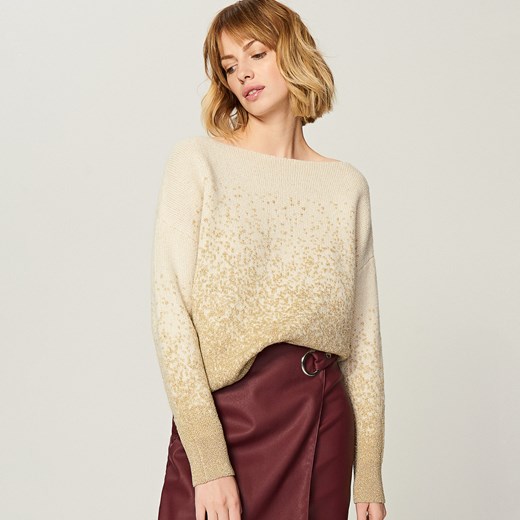 Reserved - Sweter ze złotą nitką - Kremowy Reserved bezowy S