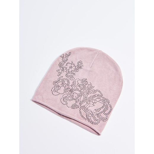 Mohito - Miękka czapka z aplikacją - Różowy szary Mohito One Size 
