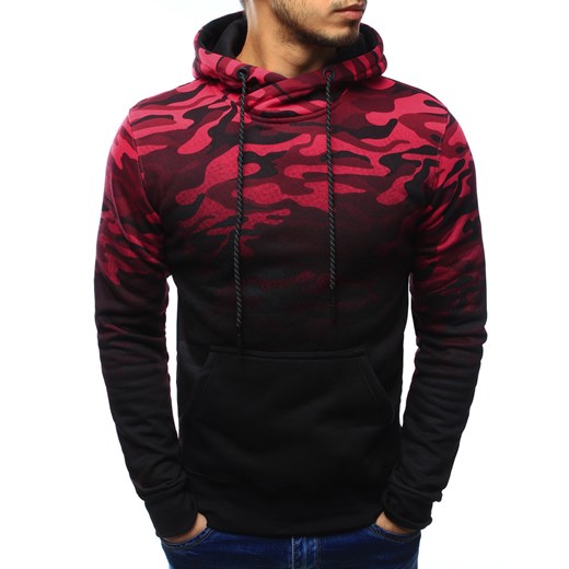 Bluza męska camo czarno-czerwona z kapturem (bx3183)  Dstreet XL okazja  