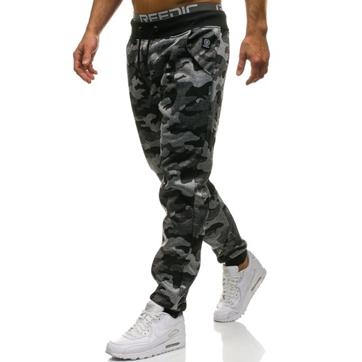 Spodnie męskie dresowe joggery moro-szare Denley 4559 Denley.pl  2XL wyprzedaż Denley 