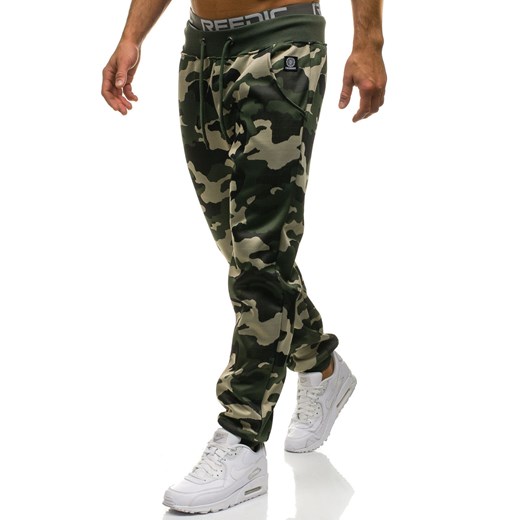 Spodnie męskie dresowe joggery moro-zielone Denley 4559  Denley.pl XL promocyjna cena Denley 
