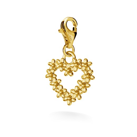 Srebrny charms serce z kwiatów 925 : Kolor pokrycia srebra - Pokrycie Żółtym 18K Złotem