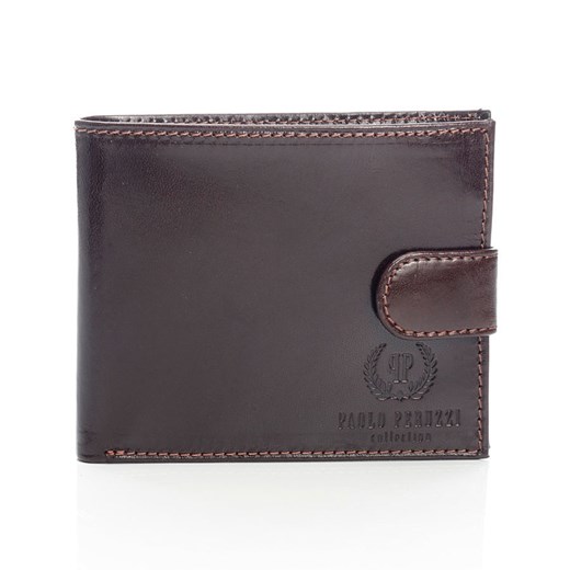Włoski skórzany portfel męski w pudełku brązowy GA55