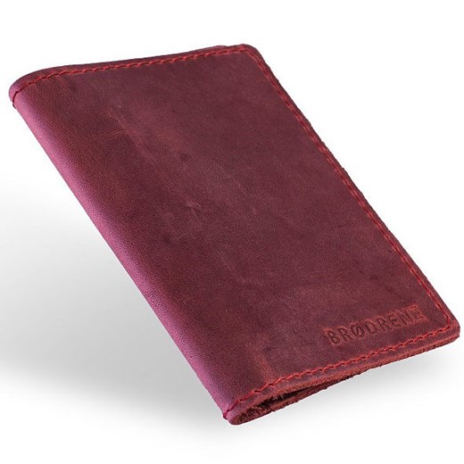 Skórzany cienki portfel slim wallet BRODRENE SW01 czerwony czerwony Brødrene  Skorzana.com