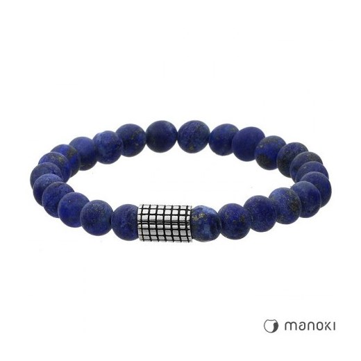 Jeansowa bransoletka z naturalnych lapisĂłw lazuli ze stalowÄ… rurkÄ… 77-BA420J