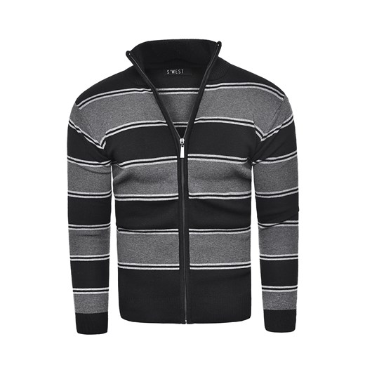Ciepły sweter rozpinany bm-6067 - czarny  Risardi L 