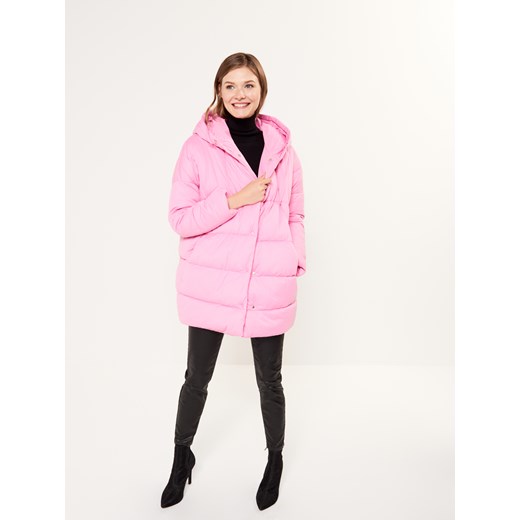 Mohito - Ciepła pikowana kurtka z kapturem - Różowy Mohito rozowy 42 
