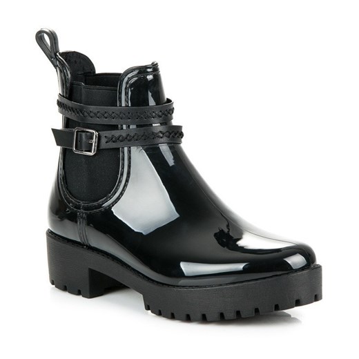 CZARNE KALOSZE NA PLATFORMIE Ideal Shoes szary 37 Tanie-Zakupy.com