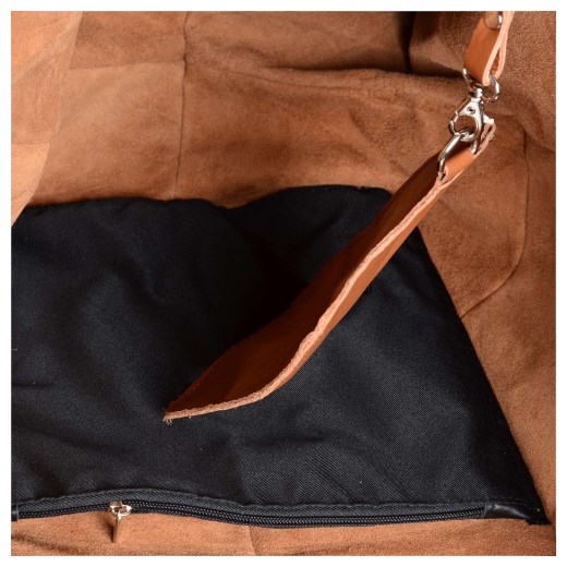 Torebka worek z miękkiej skóry bardzo lekka xl camel pomaranczowy Genuine Leather  melon.pl