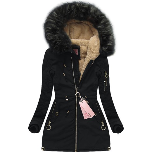 KURTKA ZIMOWA Z KAPTUREM CZARNA (W122) Mhm XXL (44) goodlookin.pl