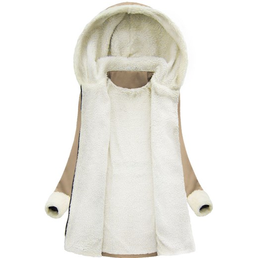 PŁASZCZ ZIMOWY Z KAPTUREM CAPPUCCINO (68ART) M (38) goodlookin.pl