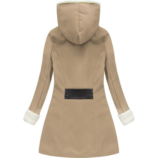PŁASZCZ ZIMOWY Z KAPTUREM CAPPUCCINO (68ART) L (40) goodlookin.pl