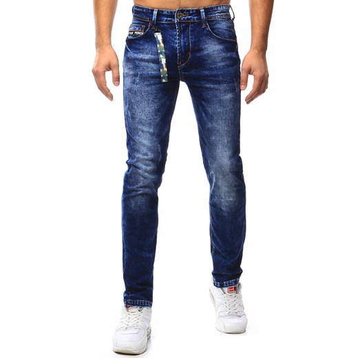 Spodnie jeansowe męskie niebieskie (ux1017) granatowy Dstreet  