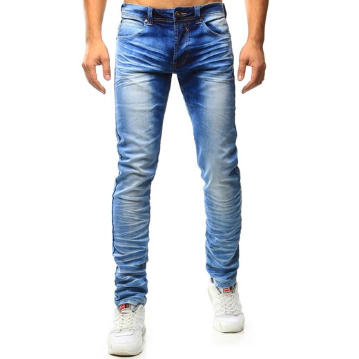 Spodnie jeansowe męskie niebieskie (ux1009) niebieski Dstreet  