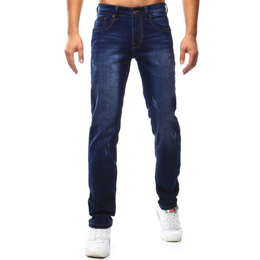 Spodnie jeansowe męskie niebieskie (ux1040) granatowy Dstreet  