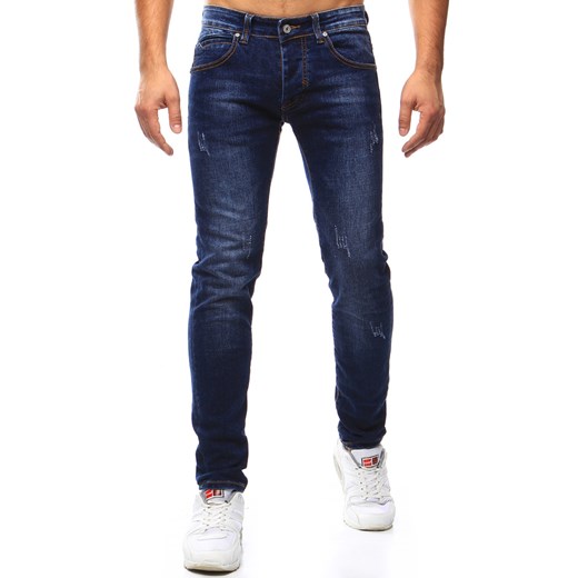 Spodnie jeansowe męskie niebieskie (ux1003) Dstreet granatowy  
