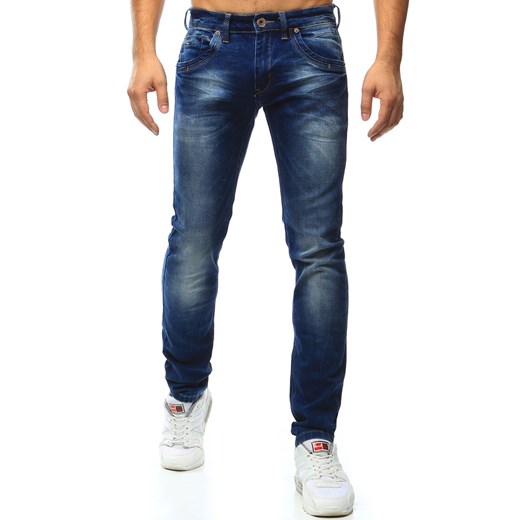 Spodnie jeansowe męskie niebieskie (ux0995) granatowy Dstreet  