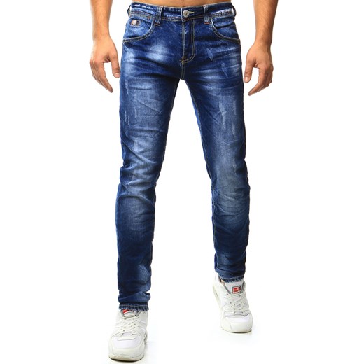 Spodnie jeansowe męskie niebieskie (ux1015) niebieski Dstreet  
