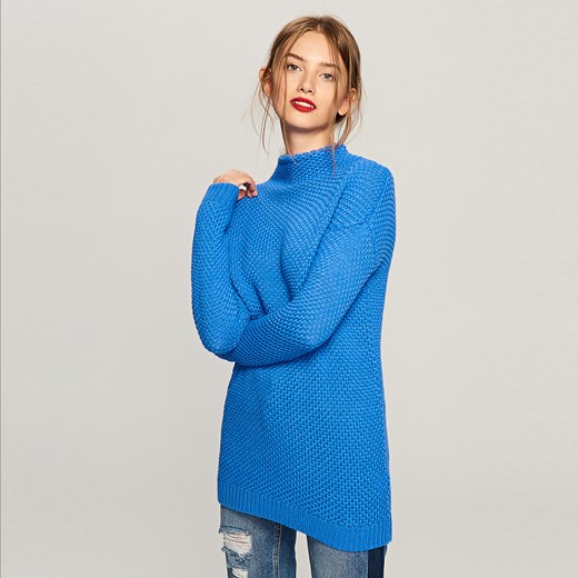 Reserved - Sweter ze stójką - Niebieski niebieski Reserved L 