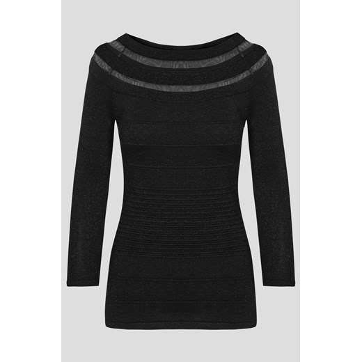 Metaliczny sweter z siateczką czarny ORSAY XS orsay.com