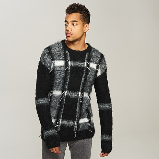 Reserved - Sweter z geometrycznym wzorem - Wielobarwn czarny Reserved L 