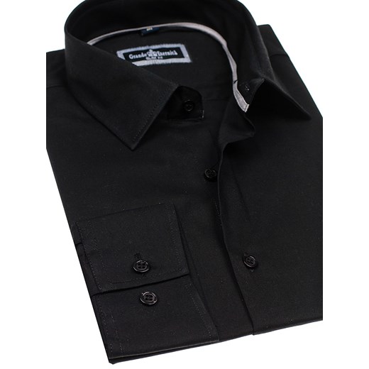 Koszula męska elegancka z długim rękawem czarna Denley GEM01  Denley.pl L okazyjna cena Denley 