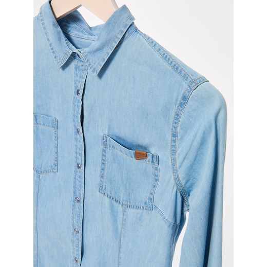 Sinsay - Jeansowa koszula na napy - Niebieski Sinsay niebieski L 