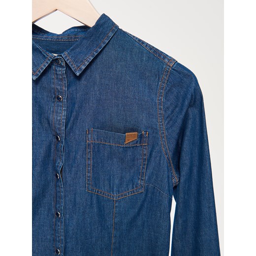 Sinsay - Jeansowa koszula na napy - Niebieski Sinsay niebieski XL 